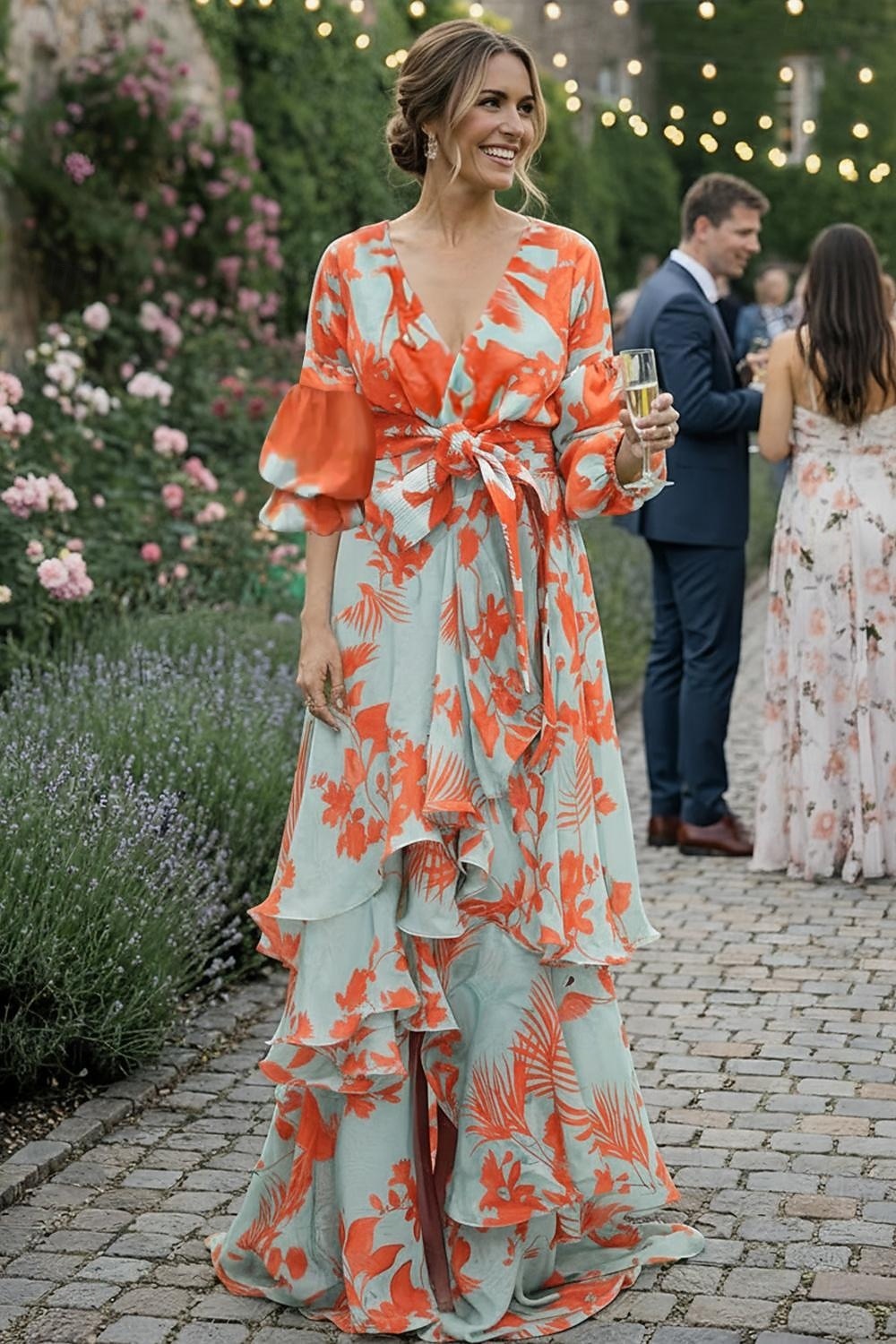 A-Line Floral Dress Beach Wedding Summer Maxi Dresses for Women Holiday  Casual Dress Floor Length Long Sleeve V Neck with Print Strappy dress to  impress Wedding Guest Dress 2026