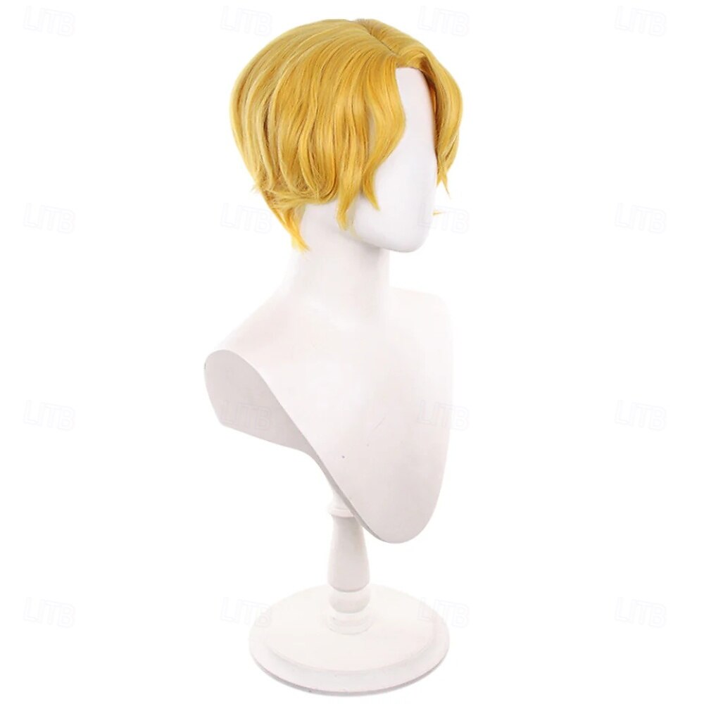 Anime pruik met korte gouden middenscheiding in oceaanavonturiersstijl voor cosplayfeestjes 2026 - $24.99 –P4