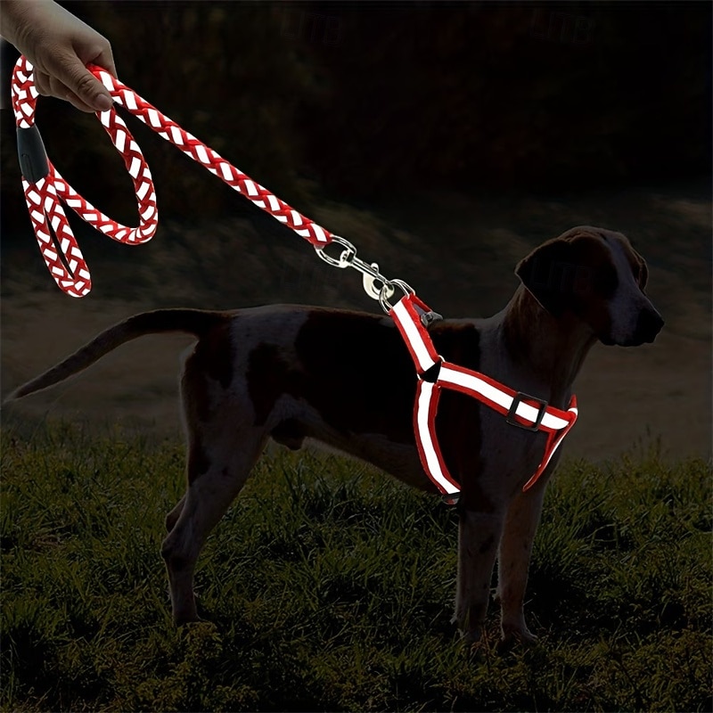 Guinzaglio per cani, pettorina antistrappo, gilet riflettente in nylon per cani, guinzaglio da addestramento, adatto a cani di piccola taglia del 2026 a $14.49 –P6