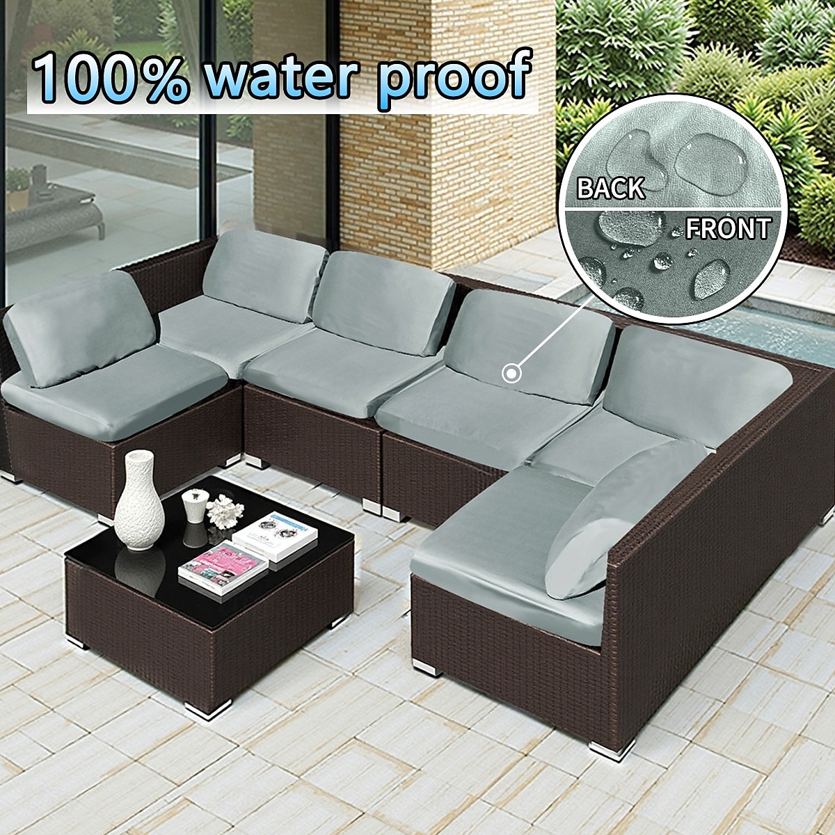 8 stk. stretchputetrekk til terrasse, vanntette sofatrekk til utskifting, utendørs sofa &sofatrekk, putetrekk til utemøbler, vaskbar gjenbrukbar møbelbeskytter 2026 - $49.99 –P4