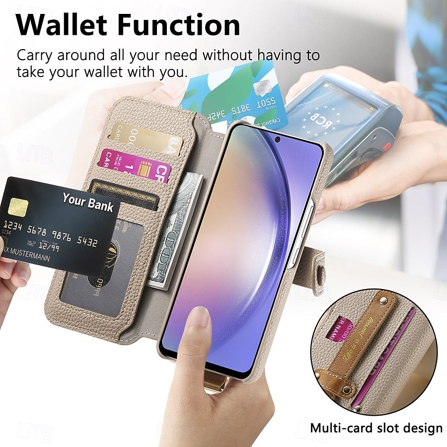 Phone Case For Samsung Galaxy S26 S26 Plus S26 Ultra Wallet Case Flip Cover Zipper with Wrist Strap Kickstand Retro TPU PU Leather 2026 - $18.99 –P12