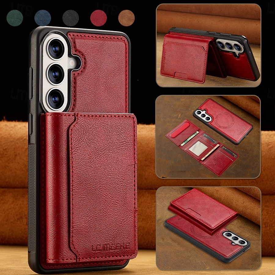 teléfono Funda Para Samsung galaxia S26 S26 Plus S26 Ultra Tarjetas billetera Magnética Soporte de carga inalámbrica Ranura para tarjetas Retro Cuero de PU 2026 - $26.99 –P1