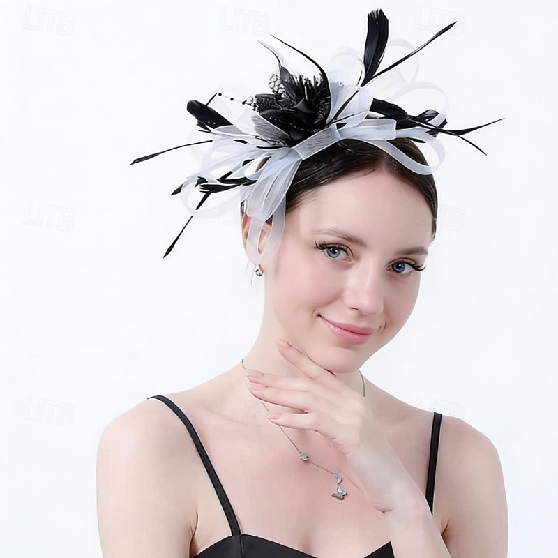Fascinator Rete Matrimonio Compleanno Elegante Vintage Carino Con Piuma Tulle Copricapo Copricapo del 2026 a $17.49 –P1