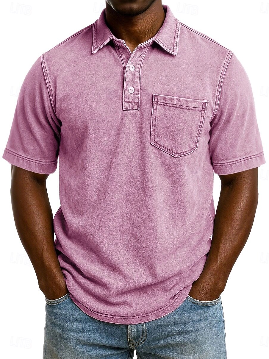 SoftFade™ Miesten Happopesu Paita Puuvilla Polo Paita Rentoa Lomaa Kauluskaveri Värikästä Polo Kaulusta Lyhythihainen Muoti Perus Yksinkertainen Vintage Haalistunut Kesä Kevät Normaalimallinen Musta 2026 - $31.99 –P5