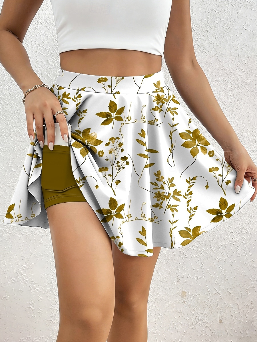 Damen Urlaubsrock Elegant Mode Hawaiianisch Badeanzugshosen Über dem Knie Hohe Taille Röcke Blumen Grafik Druck Dehnbar Täglich Strand Gelb Rote Blau Grün Sommer 2026 - $19.99 –P4