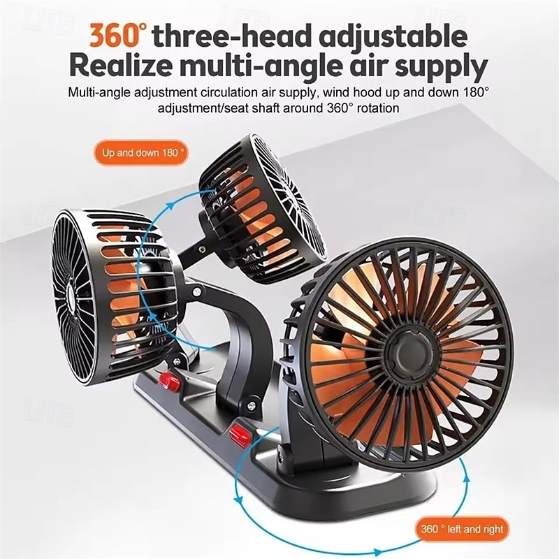 Triple Head USB Car Fan, 360° Rotatable Dashboard Cooling Fan, 2 Speed Strong Airflow Quiet Electric Auto Fan with Hidden Parking Phone Number Plate for Car, Truck, SUV, RV, Van, Car Accessories 2026 - $38.99 –P3