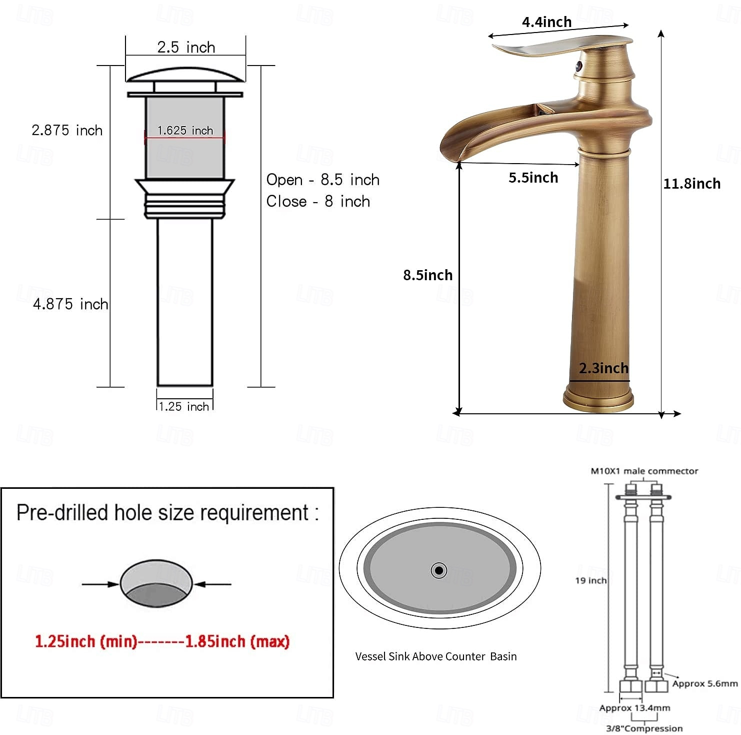 Ванная раковина кран - Классический Старая латунь Внешнее крепление Одной ручкой одно отверстиеBath Taps 2026 - kr.2347 –P4