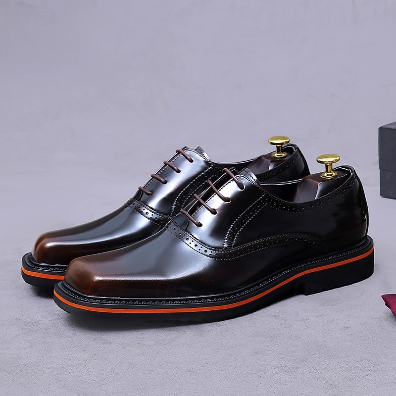 Chaussures habillées Oxford pour homme, en cuir noir et marron, à lacets, bout rapporté, idéales pour les mariages, le bureau, les réunions, les banquets, les cérémonies du marié, l'église et les soirées élégantes. de 2026 ? $109.99 –P4