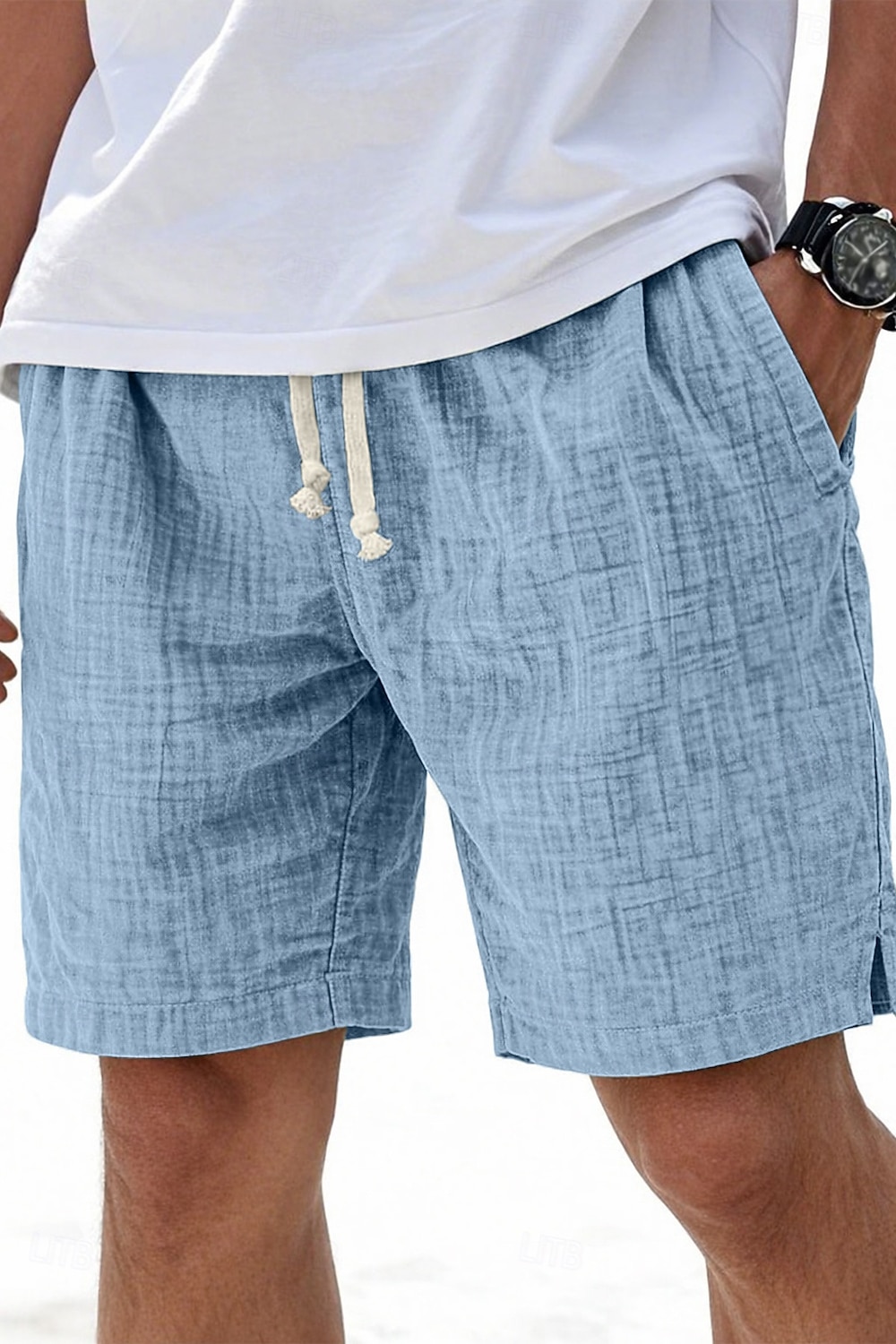 Voor heren Korte broek Zomer korte broeken Strandshorts Casual korte broek Trekkoord Elastische taille Effen Kleur Met Textuur Comfort Ademend Knielengte Dagelijks Buiten Streetwear Modieus Retro 2026 - $24.99 –P1