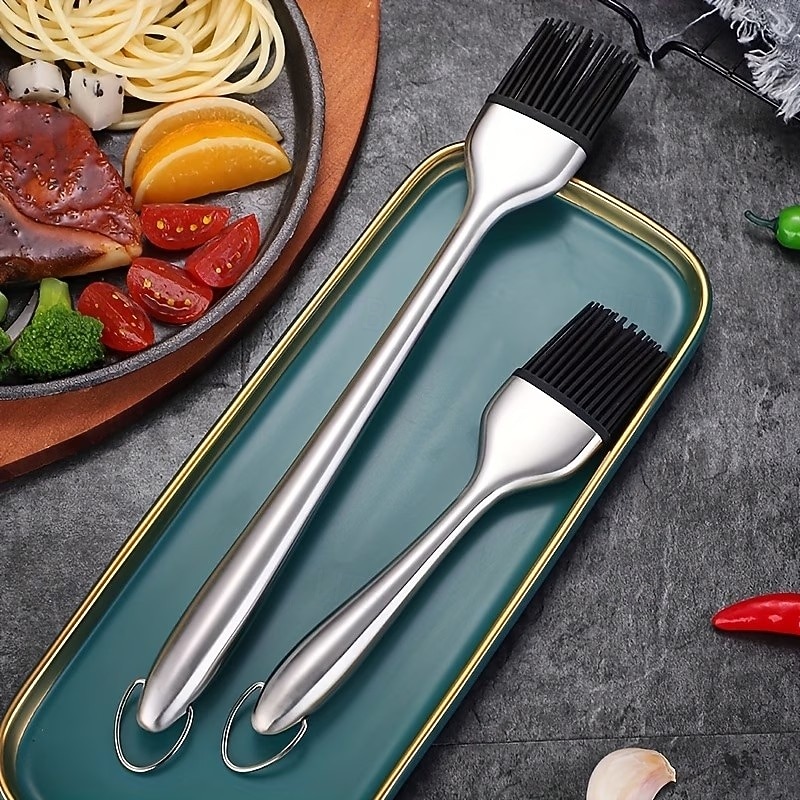 2PCS Heavy-Duty Stainless Steel Silicone Basting Brush with Ergonomic Handle - Non-Stick and Heat-Resistant, Suitable for Barbecue, Baking, Cooking, Grilling, Pancakes, Waffles, Barbecue Accessories 2026 - $20.99 –P5