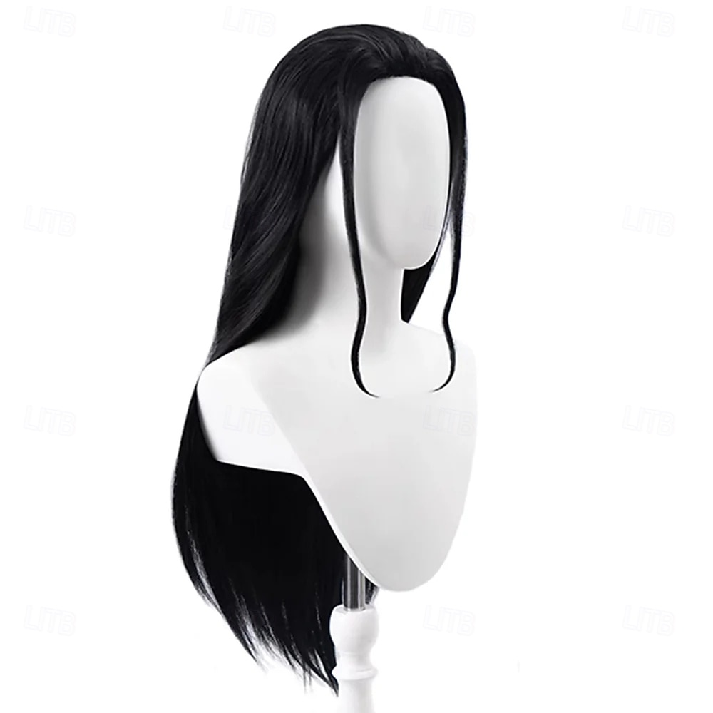 Perucă lungă neagră de aventurier oceanic cu șuvițe ondulate în față pentru petrecere cosplay 2026 - $29.99 –P2