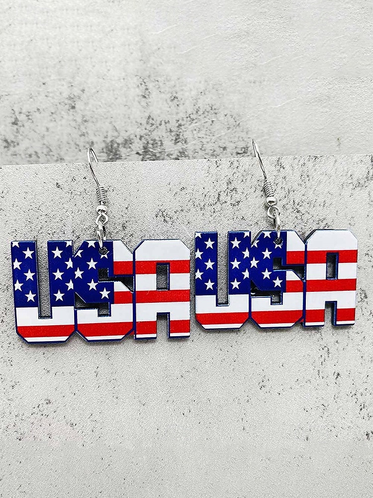 Women's Acrylic Patriotic Dangle Earrings, Multi-Style Sunflower, Star and Heart American Flag Earrings for USA 250th Anniversary, Independence Day, Casual Wear, Travel and Vacation Styling 2026 - $7.99 –P14
