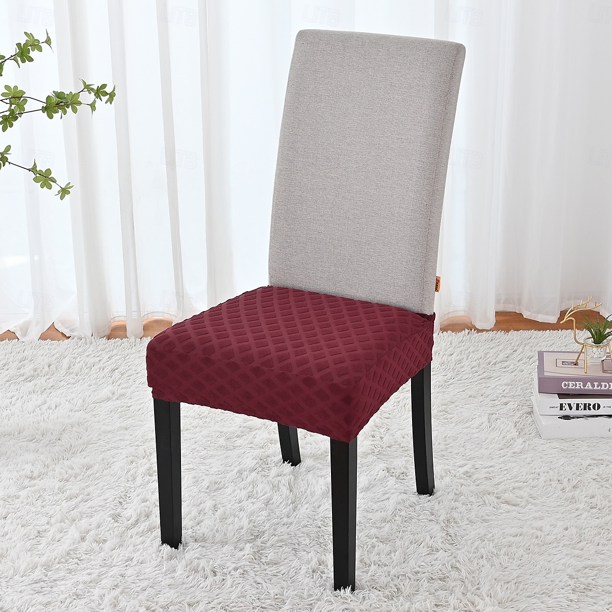 Strečový žakárový diamantový potah na sedák s elastickým potahem, dvojité elastické pásky, prachotěsný chránič sedáku do jídelny, kuchyně, hotelu 2026 - $8.99 –P3