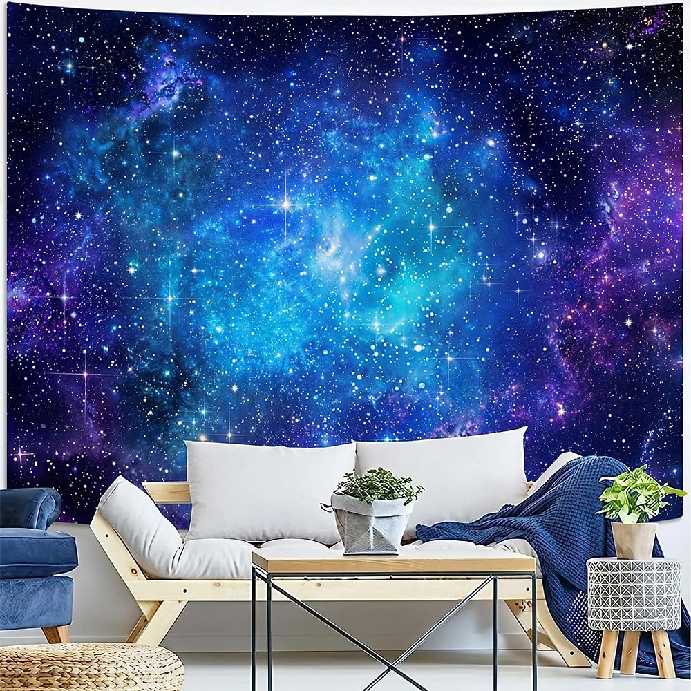 Deep Blue Purple Galaxy Nebula Wall Tapestry Starry Night Sky Outer Space Ethereal Glow Cosmic Wall Hanging for Bedroom Living Room Dorm Aesthetic Backdrop 2026 - $20.99 –P9