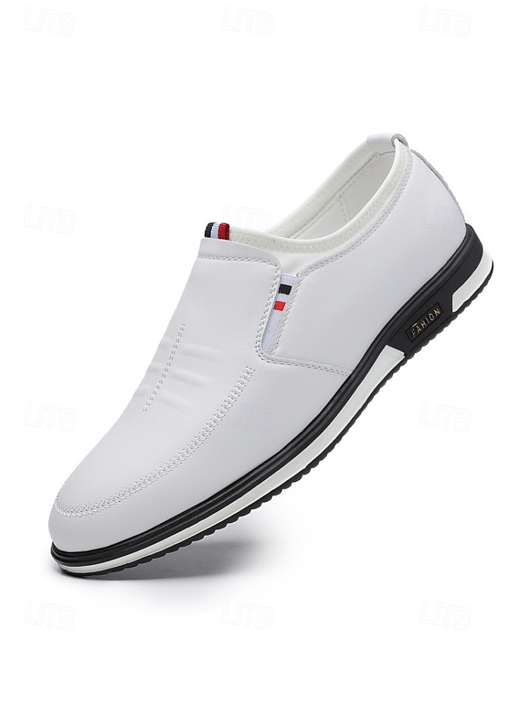 Vita slip-on loafers för män, lätta och andningsbara, eleganta och vardagliga klänningsskor för resortkvällar, yachtfester, kryssningsmiddagar, sommarsemestrar och kustsemester. 2026 - $54.99 –P5