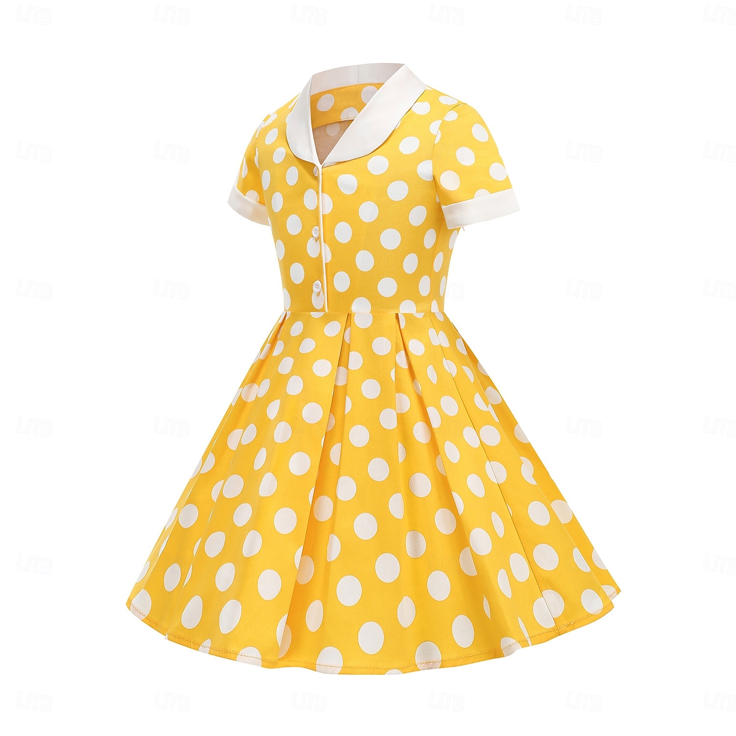 1950er Rockabilly Vintage-Kleid Kleid Swing-Kleid Kurze Ärmel Tupfen A-Linie Kostüm Mädchen Karneval Maskerade Alltagskleidung Junggesellinnenabschiedsparty Kinder Kleid Frühling & Sommer 2026 - $40.99 –P2
