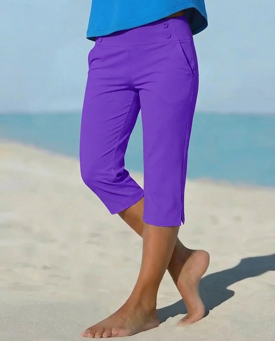 Damen Caprihose Stoffhosen Gemütliche Leggings Urlaub Basic Lässig Wadenlang Natürliche Taille Einfach Seitentaschen Geteilt Bequem Komfort Atmungsaktiv Hohe Elastizität Urlaub Yoga Straße Navy-Blau 2026 - $21.99 –P5