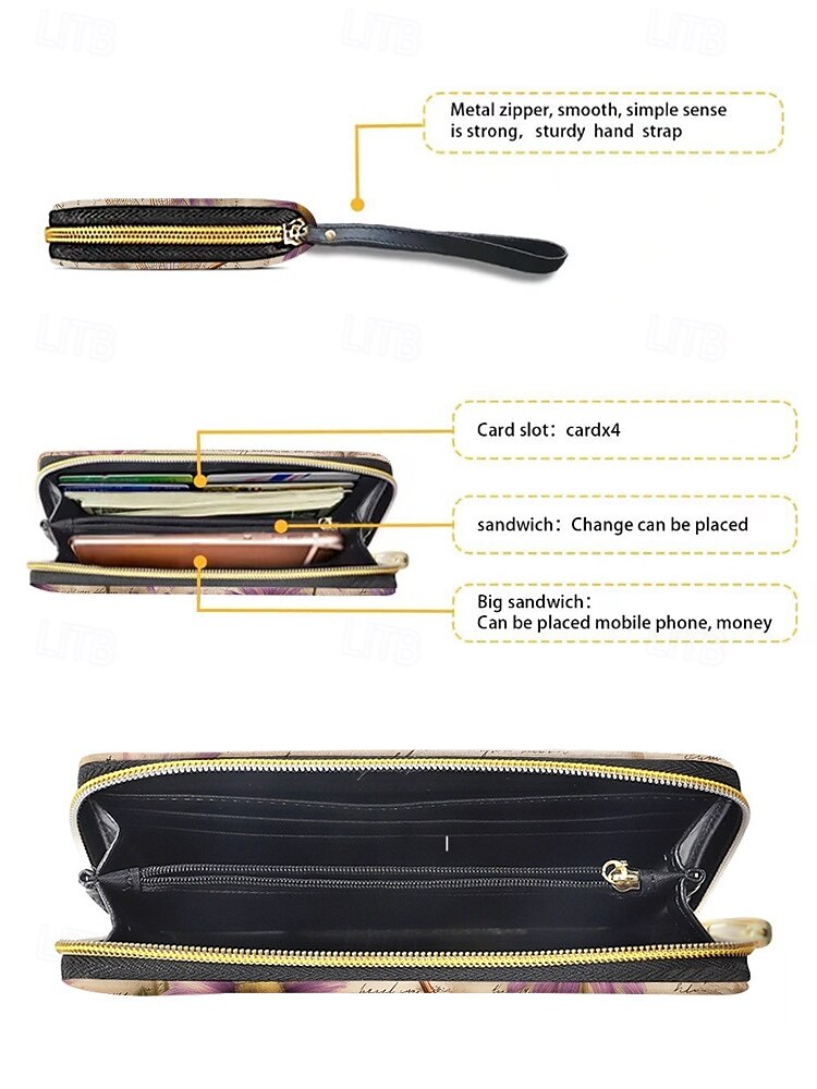 Women's Faux Leather Wallet, Multiple Dragonfly Patterns, Large Capacity with Multiple Compartments, Ideal for Daily Use, Vacation and Travel 2026 - $18.99 –P12