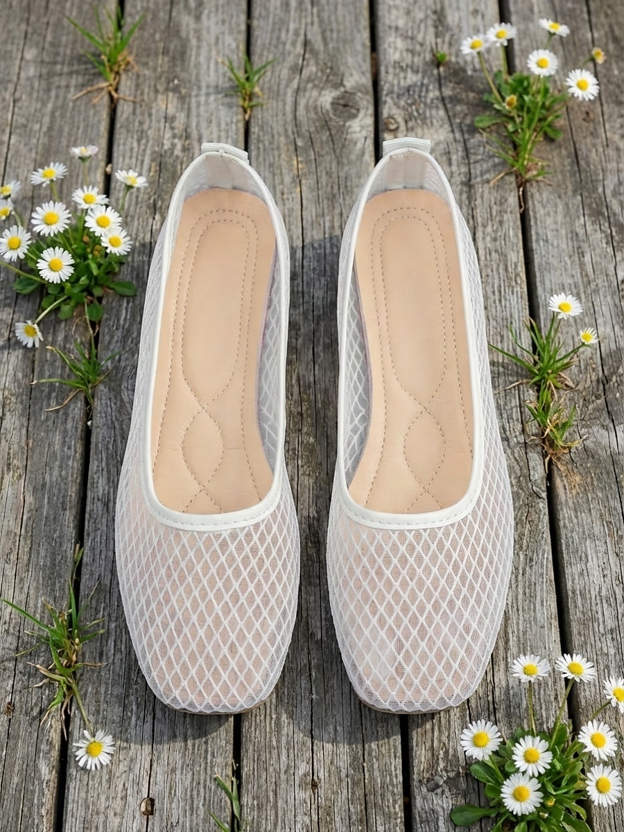 ballerine da donna in rete traspirante bianca, scarpe casual leggere e slip-on per i viaggi, estate &comfort quotidiano del 2026 a $19.99 –P8