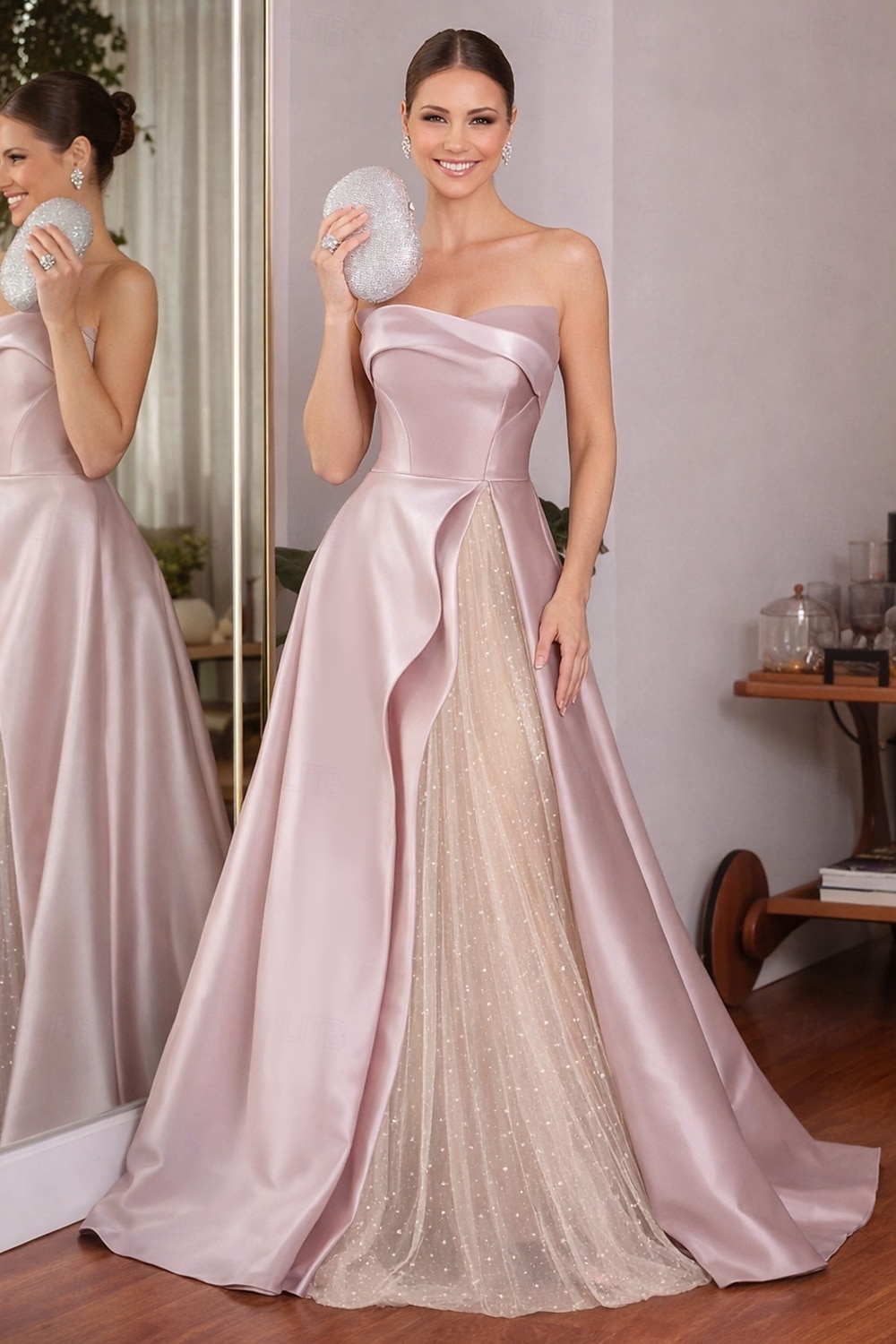 Meerjungfrauenschnitt Bodenlang Abiballkleider Elegant Glitzernd Dreiviertelarm Juwelenhals Hochzeit Formell Paillettenbesetzt mit Glitzer Quaste 2026 - $114.99 –P1