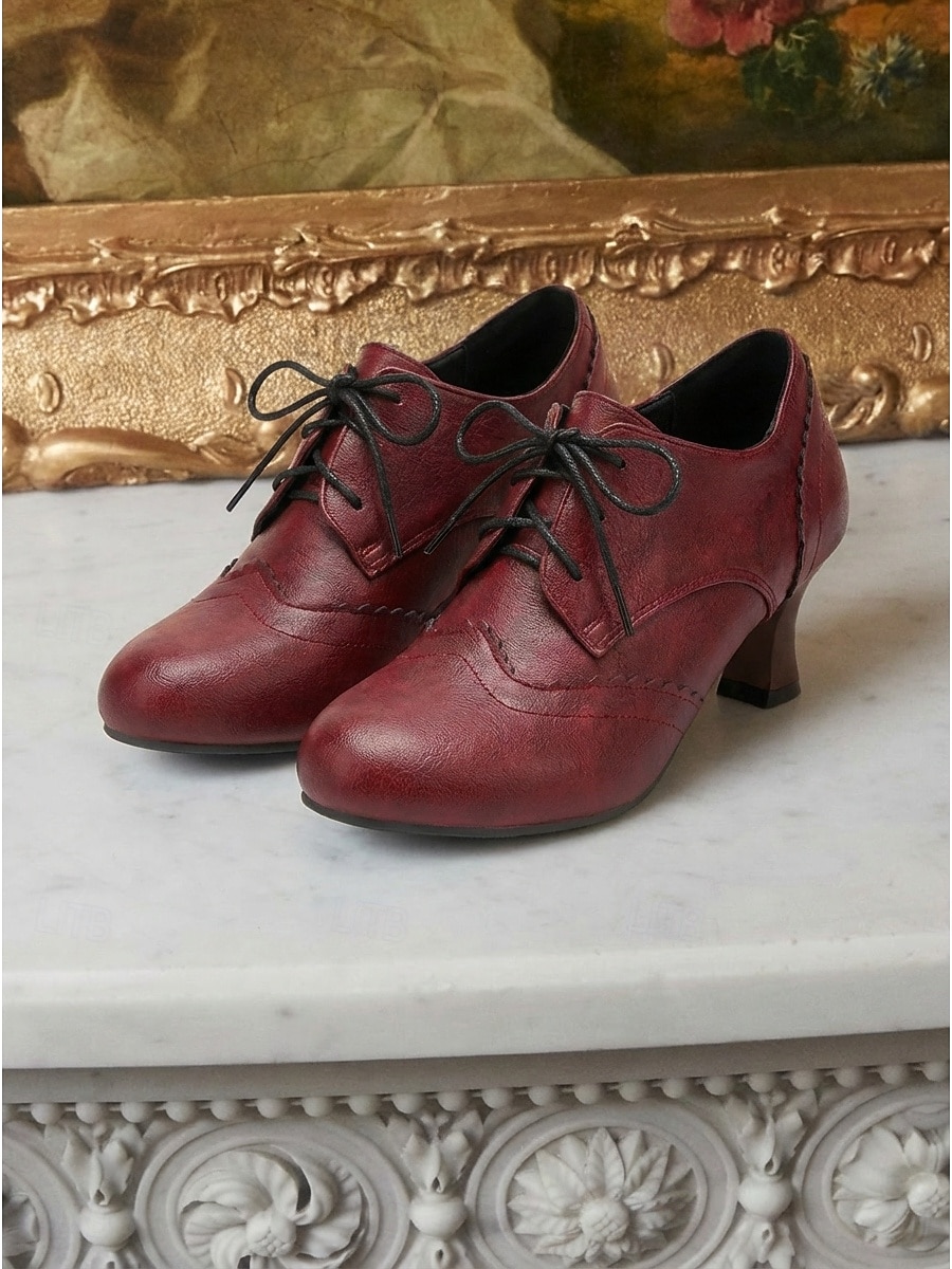 Women's Victorian Style Lace-Up Oxford Pumps - Elegant Edwardian Retro Heeled Booties with Scalloped Brogue Detail and Spool Heel for Vintage Weddings, Period Costumes & Classic Tea Parties 2026 - $64.99 –P4