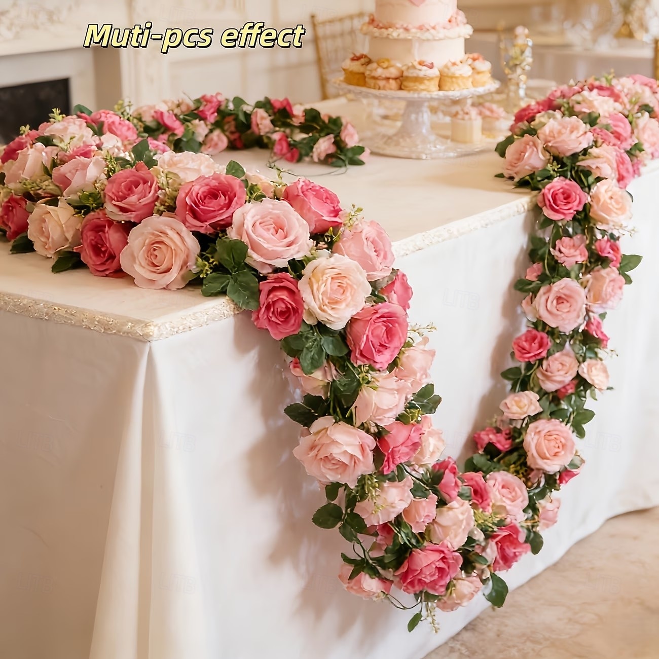 Guirnalda de rosas artificiales dobles de primavera de 196,8 pulgadas (2 piezas), extralarga, de 196,8 pulgadas (50 cm). Ideal para arcos florales y arreglos para el Día de San Valentín, bodas, 2026 - $15.99 –P7