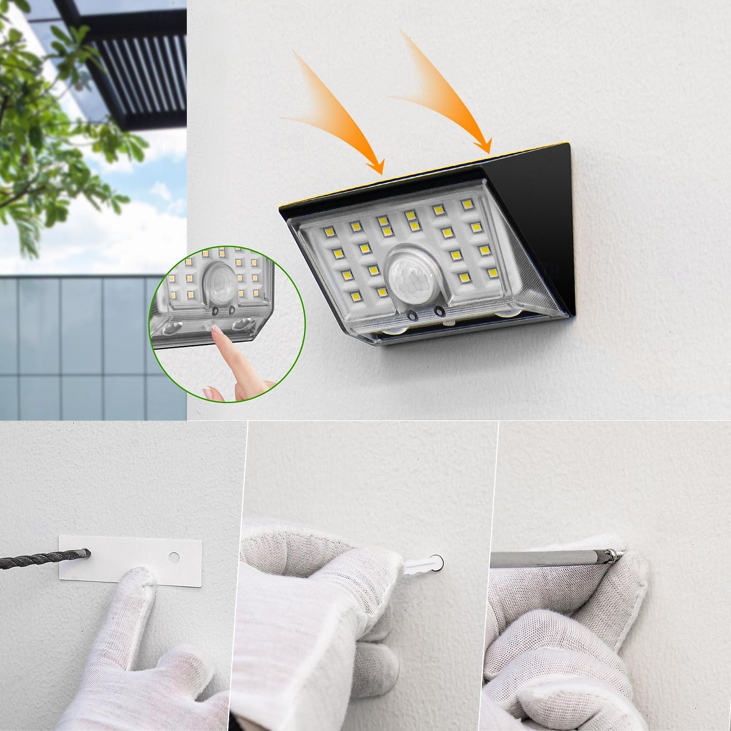 Applique murale solaire intelligente d'extérieur avec détecteur de mouvement, étanche IP65, 22 LED, 4 modes d'éclairage, lampe décorative pour jardin, cour, clôture, mur, villa, porche de 2026 ? $26.99 –P10