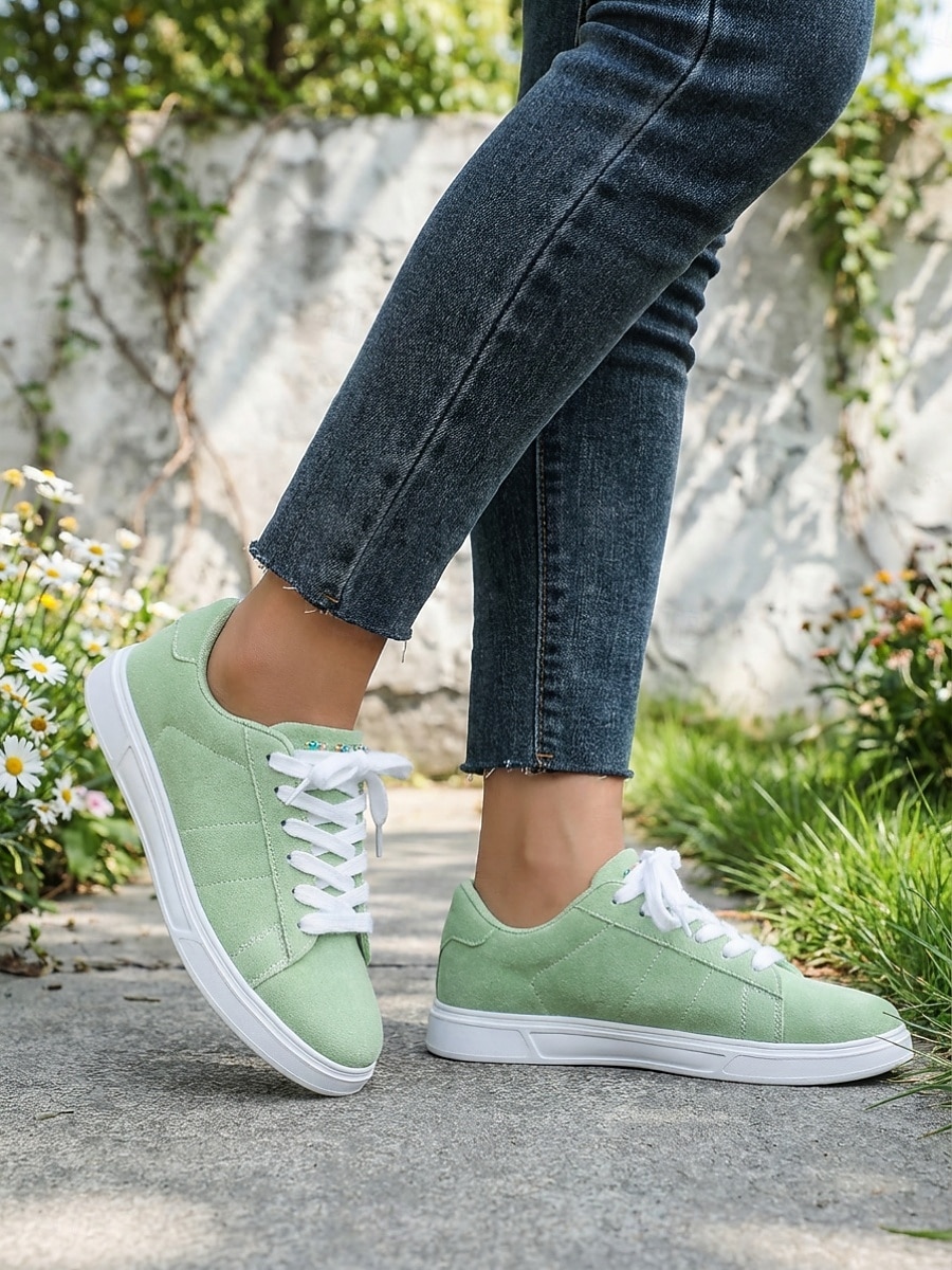 Grüne Damen-Sneaker – minimalistische Schnürschuhe für Damen, ideal für Reisen, Alltag und Shopping 2026 - $34.99 –P5