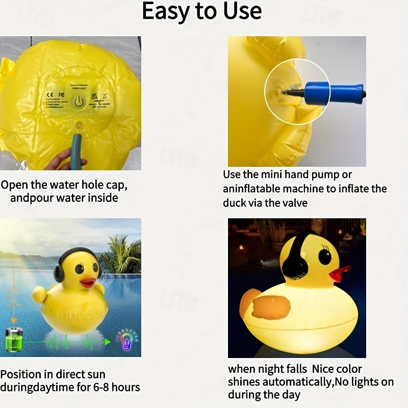 1 Pc Outdoor Solar Waterproof Inflatable PVC Duck Pool Light, Decorative LED Lamp for Garden, Yard, Lawn, Pond, Patio – Summer, Party & Beach Ambient Landscape Lighting 2026 - $30.99 –P9