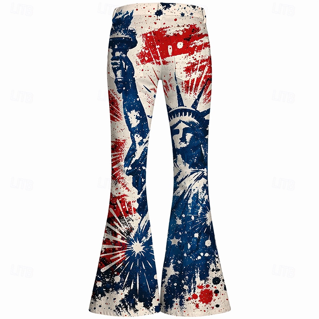 250º Aniversário EUA Retro Vintage Anos 70 Calças Calça boca de sino Hippie Discoteca Cintura Alta Fantasia Mulheres Baile de Máscaras 4 de julho Festa Dia da Independência Adulto Calças de 2026 por $35.99 –P3