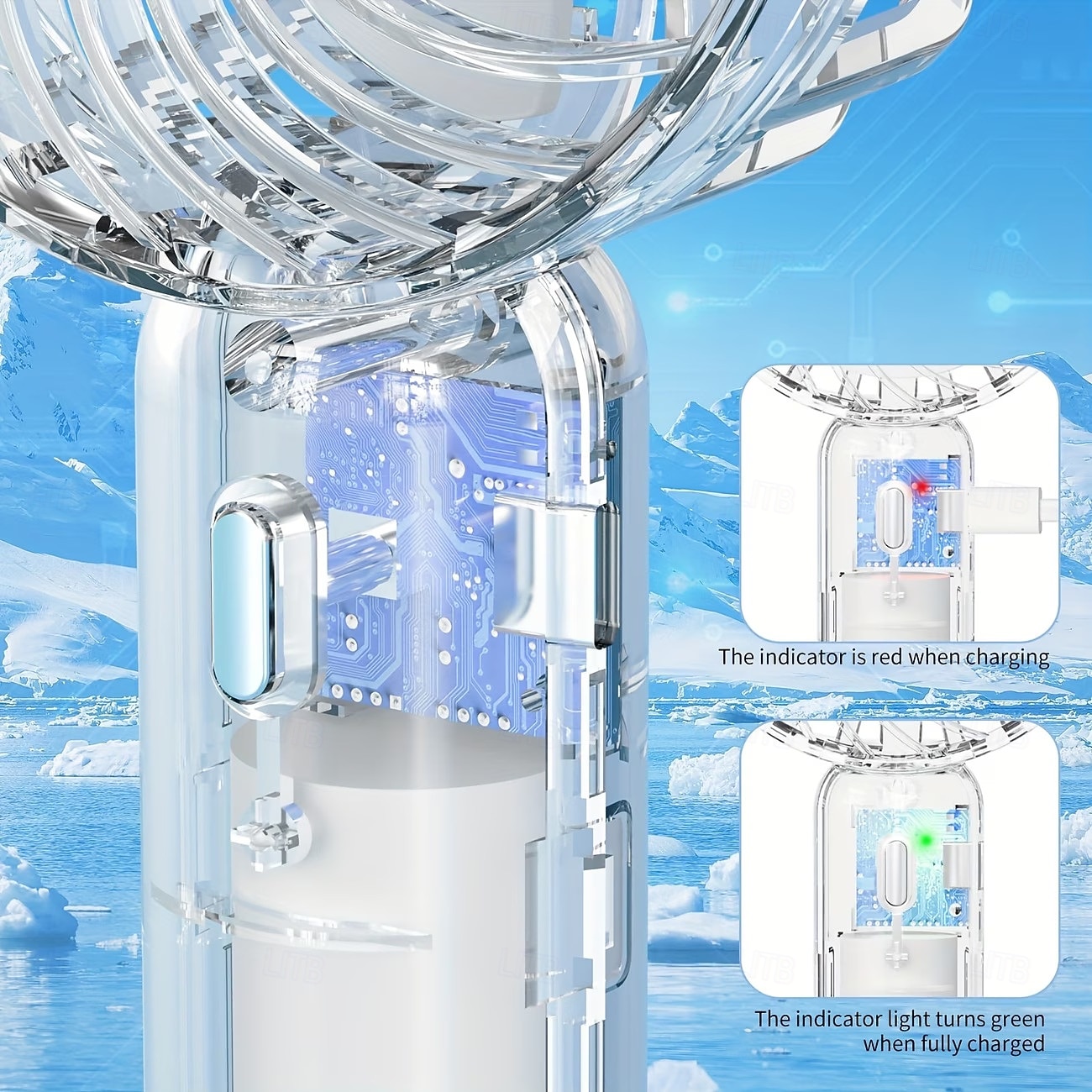 hordozható mini kézi ventilátor, átlátszó kialakítású kis ventilátor, állítható, USB-s újratölthető, 3 sebességes, nagy teljesítményű ventilátor stílusos gyerekeknek, lányoknak, nőknek, férfiaknak, 2026 - $11.99 –P4