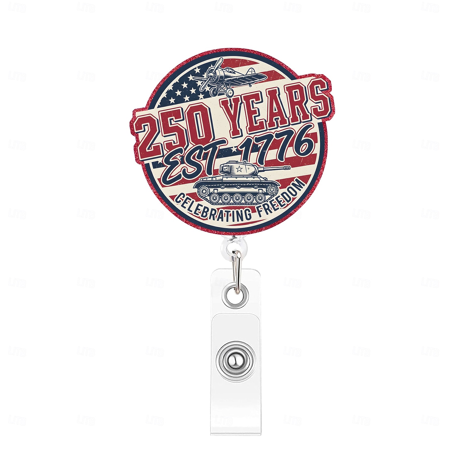 Porta badge retrattile per il 250° anniversario dell'America con clip a coccodrillo, porta badge identificativo per il 250° anniversario dell'indipendenza, accessori per il 4 luglio 1776-2026, regalo del 2026 a $9.99 –P8