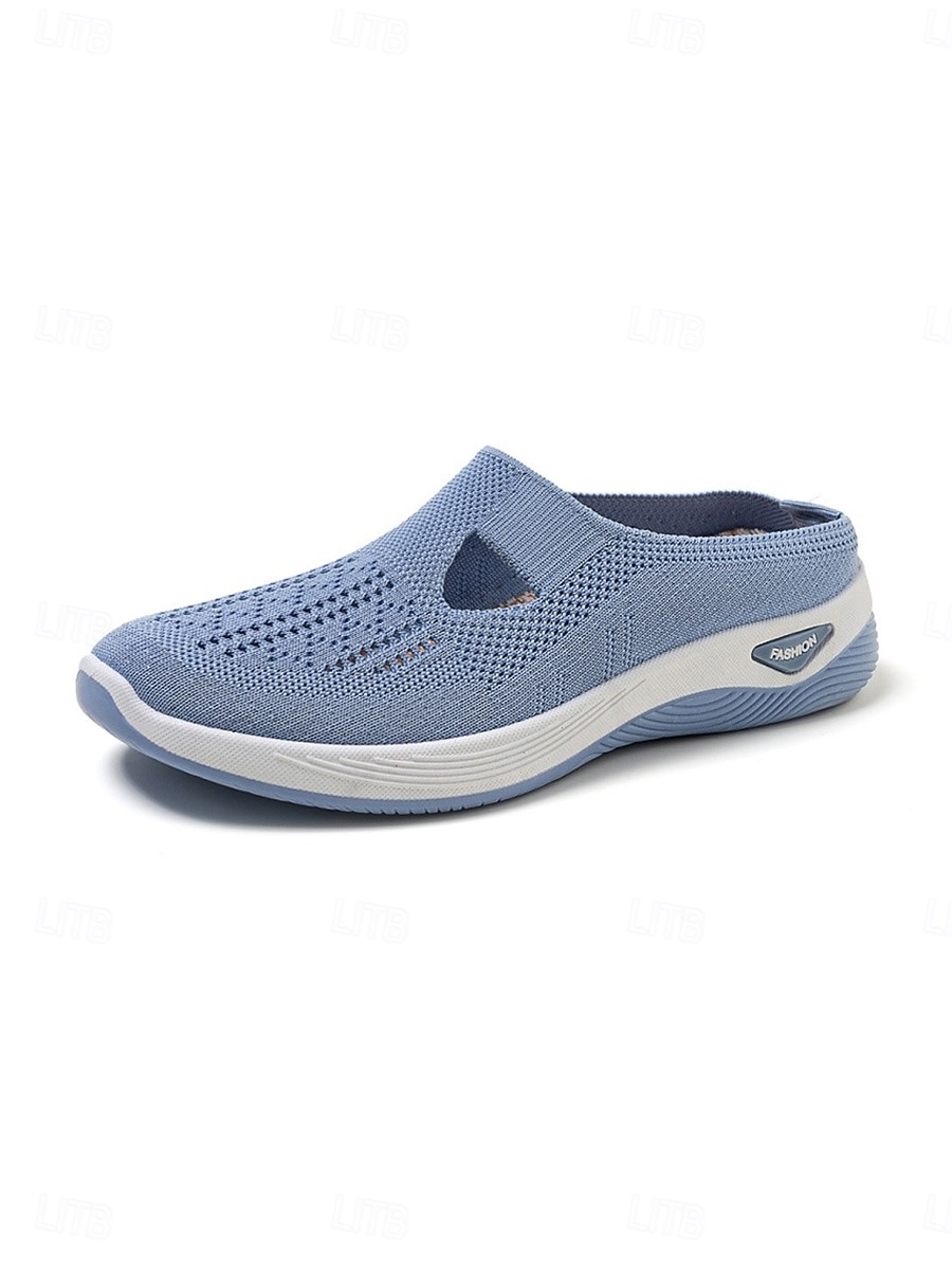 Tênis slip-on feminino azul claro em malha respirável – calçado esportivo leve e confortável, estilo casual e atlético para viagens e caminhadas. &uso diário de 2026 por $24.99 –P1