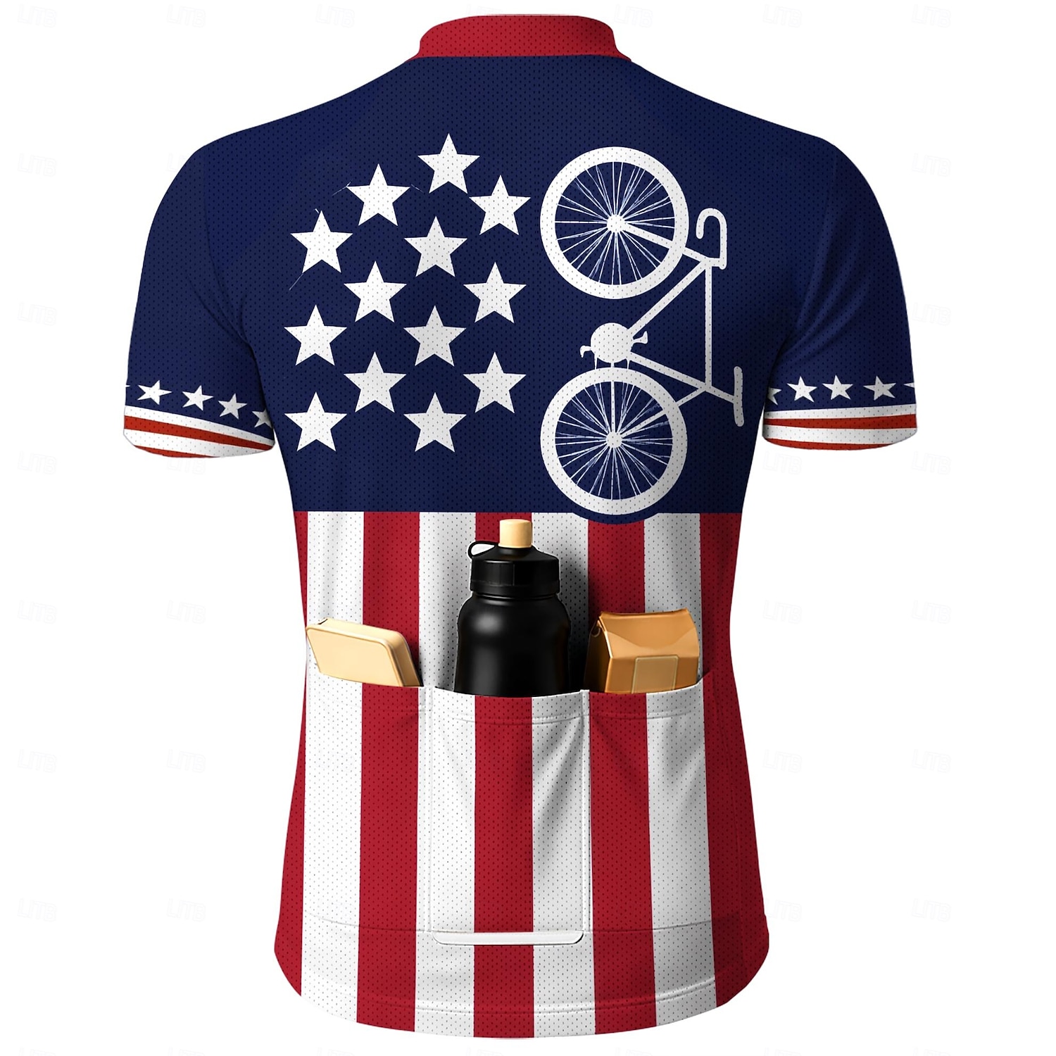 Amerika's 250e verjaardag Independence Day Heren Wielrenshirt Downhill Jersey Amerikaanse Amerikaanse vlag Korte mouw Fietsen Shirt T-shirt met 3 achterzakken UV-bestendig Snel Drogend Met zakken 2026 - $30.99 –P2