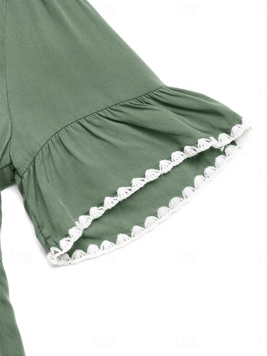 Dames Mini-jurk A lijn jurk Zomerjurk Casual Dagelijks Normale pasvorm Effen Korte mouw V-hals Groen Zomer 2026 - $36.99 –P9