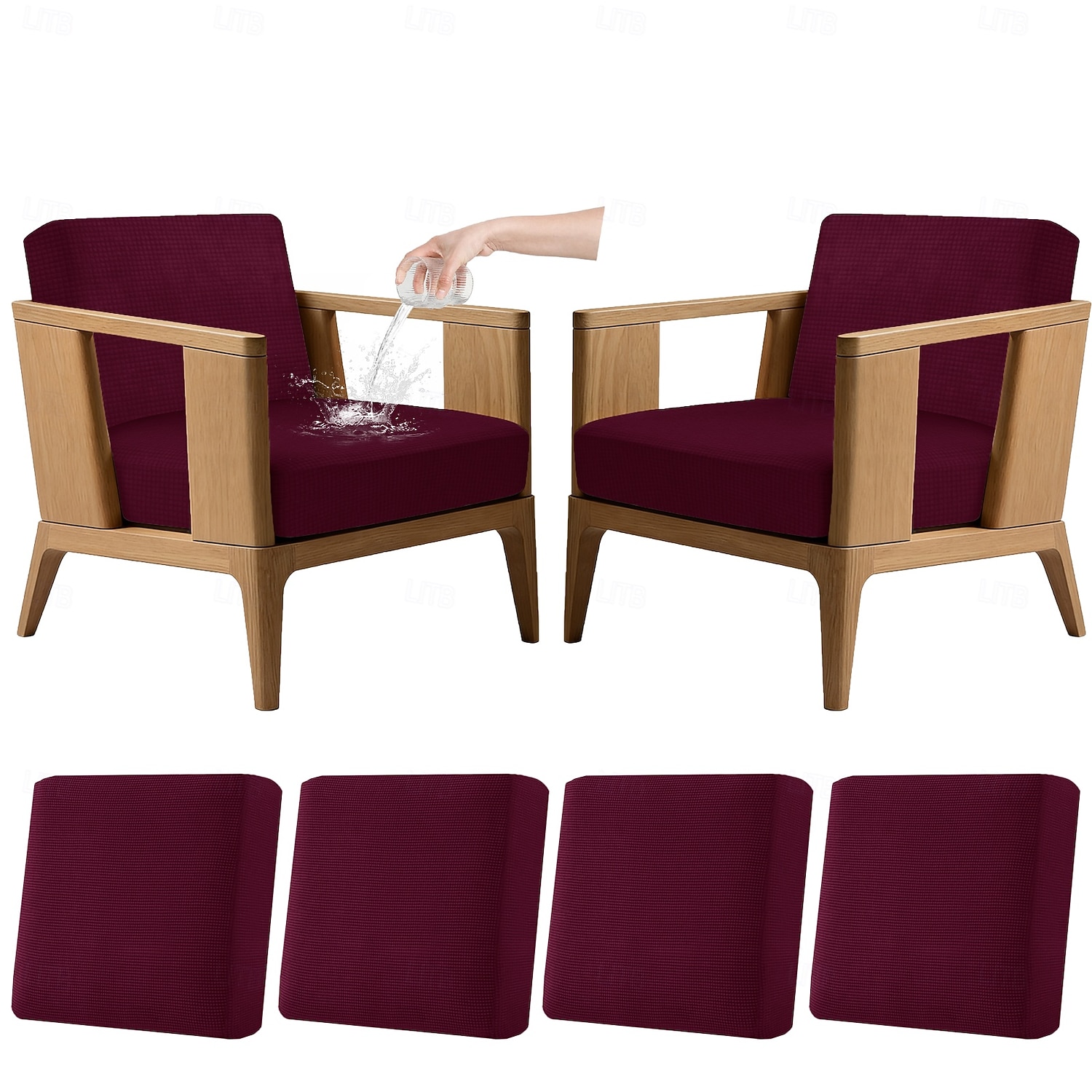 4 stuks stretch kussenhoezen voor buiten, 100% waterdicht, vervangende hoezen voor tuinbanken en -sofa's, wasbare en herbruikbare meubelbeschermers. 2026 - $45.99 –P11