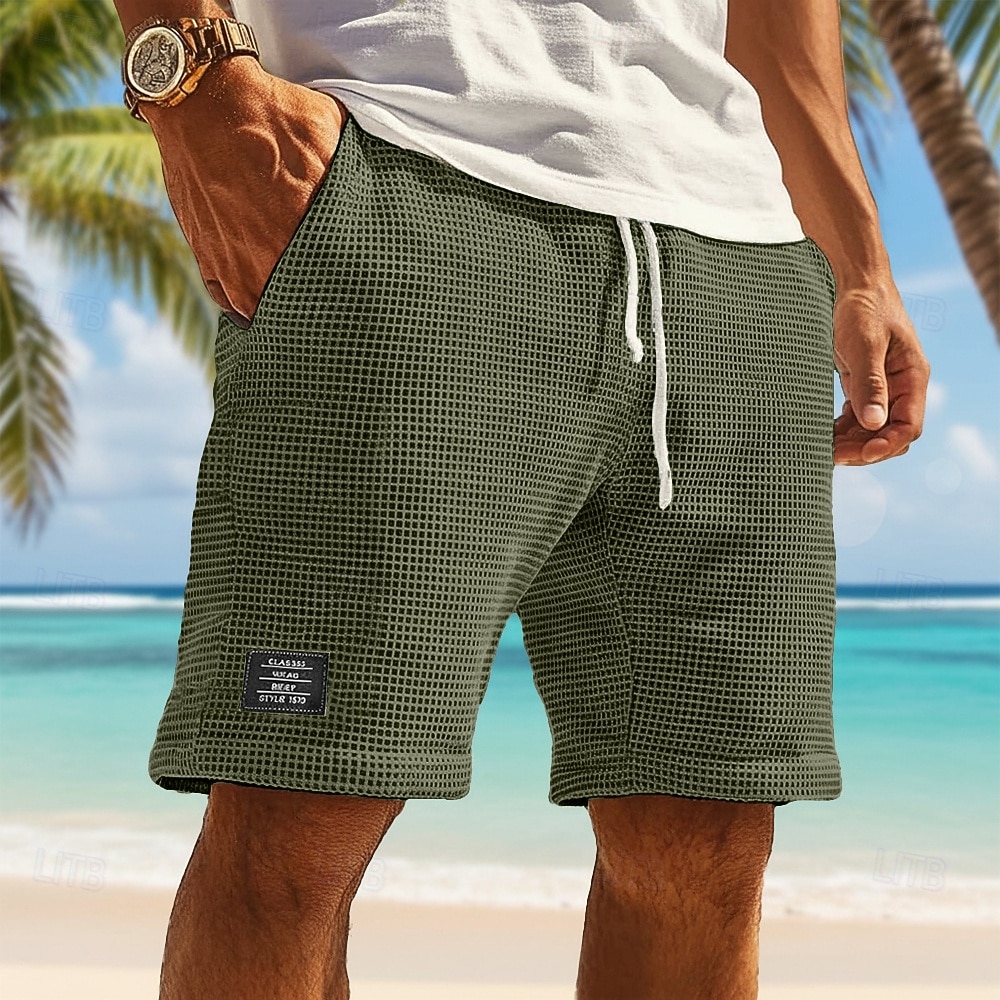 Per uomo Pantaloncini Waffle Pantaloncini Estivi Shorts da Spiaggia Pantaloncini casual Coulisse Elastico in vita Tinta unica Comodità Lunghezza al ginocchio Quotidiano All'aperto Abbigliamento del 2026 a $22.99 –P4