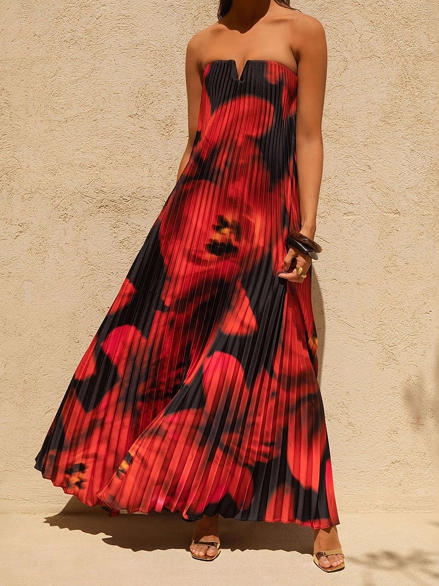 Per donna Abito lungo maxi Vestito da Festa Abito a corsetto Abito da Cocktail Elegante Moda Moderno Festa serale Feste Occasione speciale Vestibilità regolare Floreale Senza Maniche Senza Spalline del 2026 a $41.99 –P4