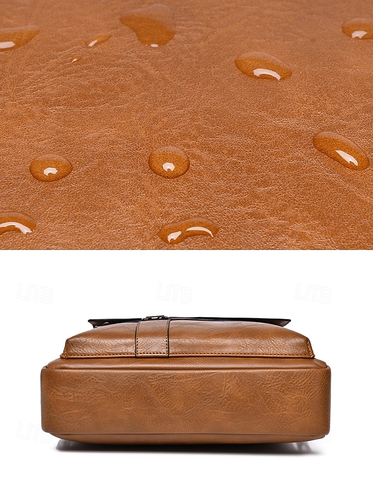 ανδρική τσάντα ώμου από τεχνητό δέρμα σε πολλά χρώματα, μεγάλης χωρητικότητας, με πολλές τσέπες και χιαστί τσαντάκι για καθημερινή χρήση, εργασία, μετακινήσεις και ταξίδια 2026 - $29.99 –P9