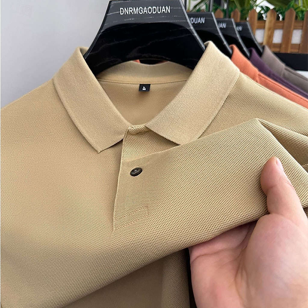 Men's Polo Polo Shirts Casual Vacation Lapel Short Sleeve Fashion Modern Plain Buttons Plain Summer Spring Regular Fit Lake blue Black White Yellow Pink Red Polo 2026 - $18.99 –P13
