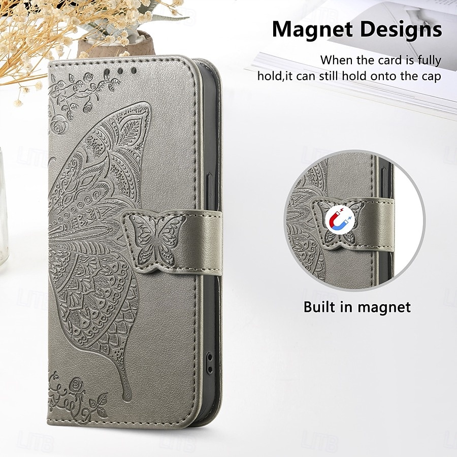 Phone Case For Samsung Galaxy S26 S26 Plus S26 Ultra Wallet Case Flip Cover with Wrist Strap Kickstand Butterfly Retro TPU PU Leather 2026 - $14.99 –P14