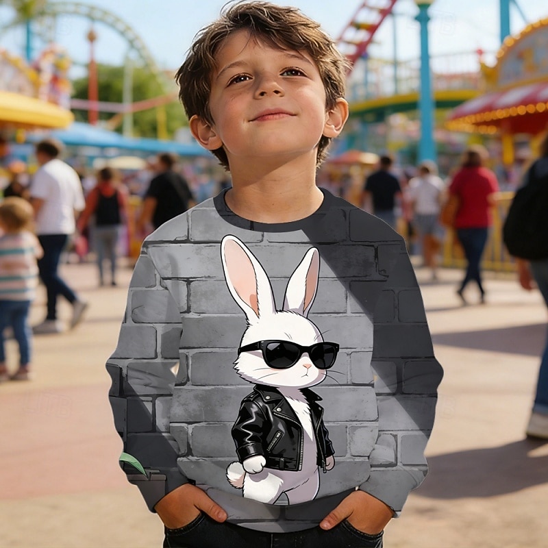 Ostern Jungen 3D Grafik Kaninchen Sweatshirt Pullover Langarm 3D-Druck Frühling Herbst Aktiv Mode Streetwear Kinder 4-12 Jahre Rundhalsausschnitt Lässig Täglich Outdoor Normale Passform 2026 - $23.99 –P1