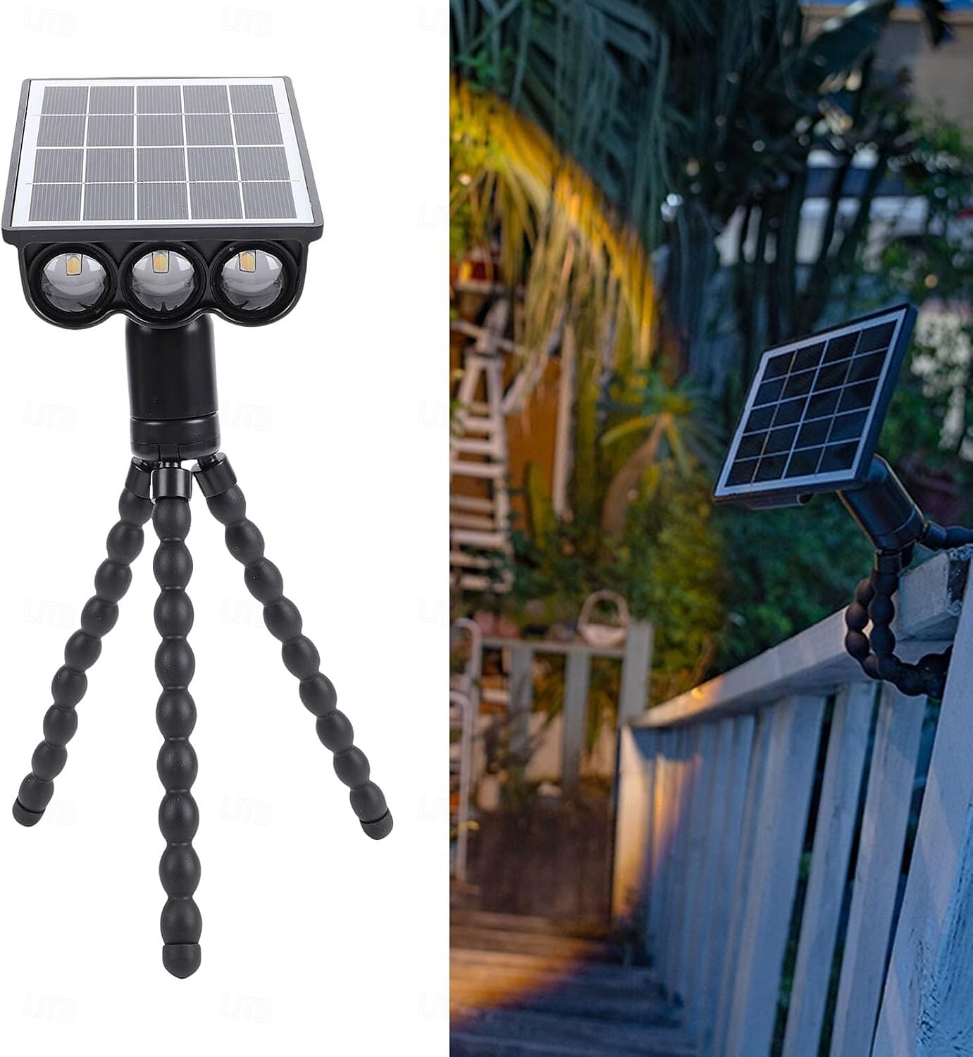 1 db kültéri napelemes fali spotlámpa, IP55 vízálló, 3 LED gyöngy, polip dizájn, kettős rögzítési lehetőség, dekoratív LED tájvilágítás kertbe, udvarra, ösvényre, gyepre, teraszra 2026 - $19.99 –P7