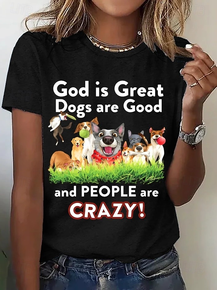 Festa di San Patrizio Per donna Maglietta Stampato Grafico Animale Lettera Vintage Elegante Classico Manica Corta Girocollo Top Regolari Quotidiano Weekend Blu Nero Bianco Rosa Viola Estate Primavera del 2026 a $21.99 –P1