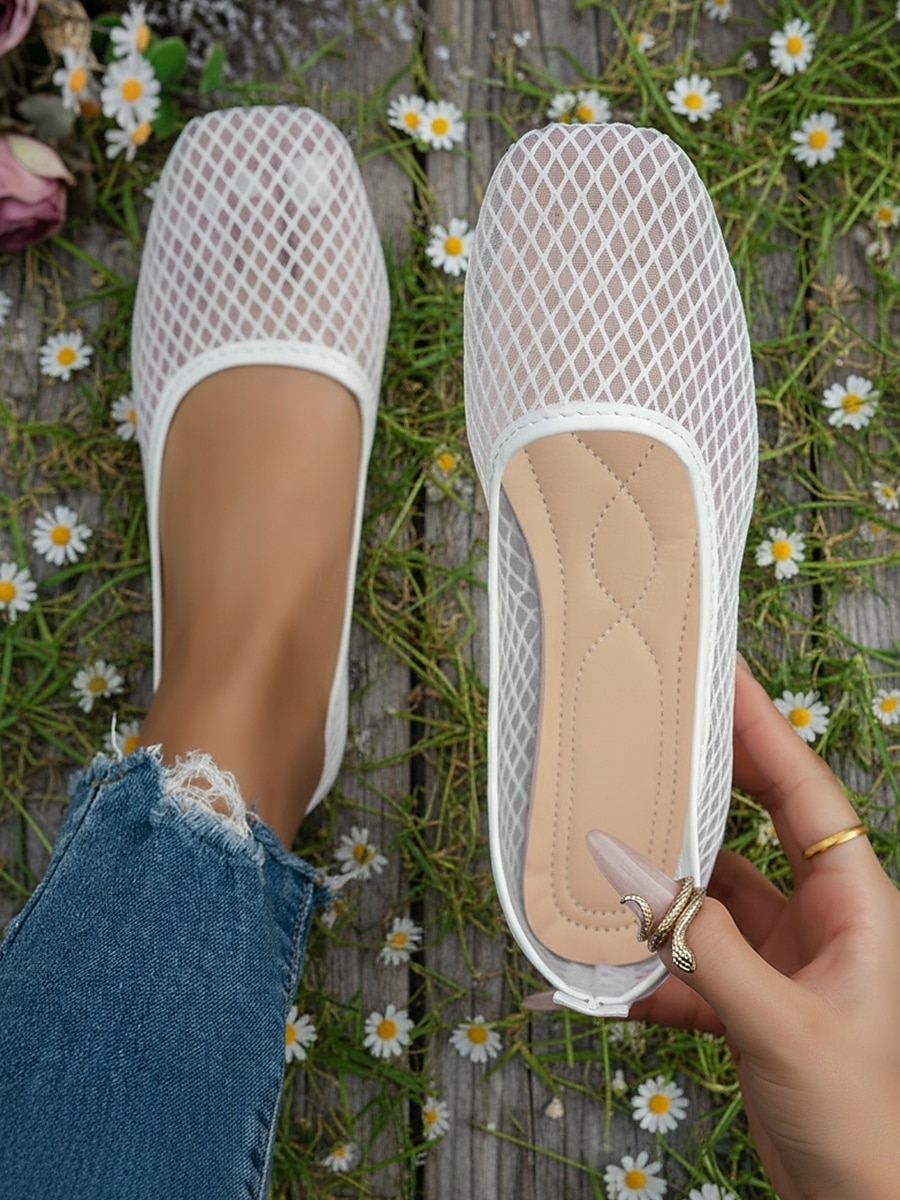 ballerine da donna in rete traspirante bianca, scarpe casual leggere e slip-on per i viaggi, estate &comfort quotidiano del 2026 a $19.99 –P7