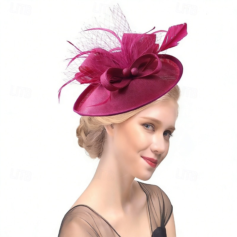 Fascinator Lino Matrimonio Compleanno Vintage Carino Retrò Con Piuma Copricapo Copricapo del 2026 a $17.49 –P1