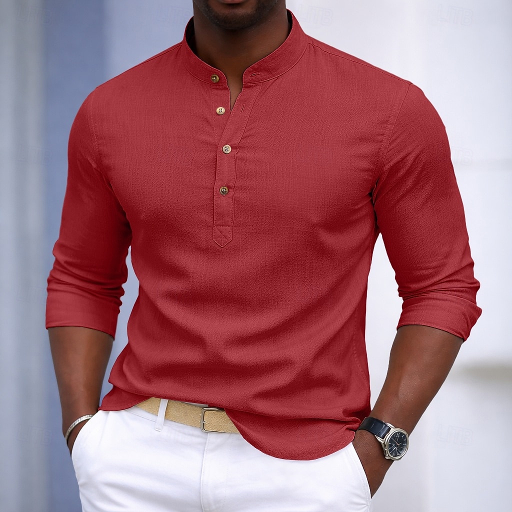 Per uomo Camicia Camicia elegante Camicia con Bottoni Pullover Tinta unica Quotidiano Affari Nero Bianco Marrone Blu scuro Manica Lunga Collo ripiegato Tutte le stagioni Abbigliamento Puro del 2026 a $10.49 –P5