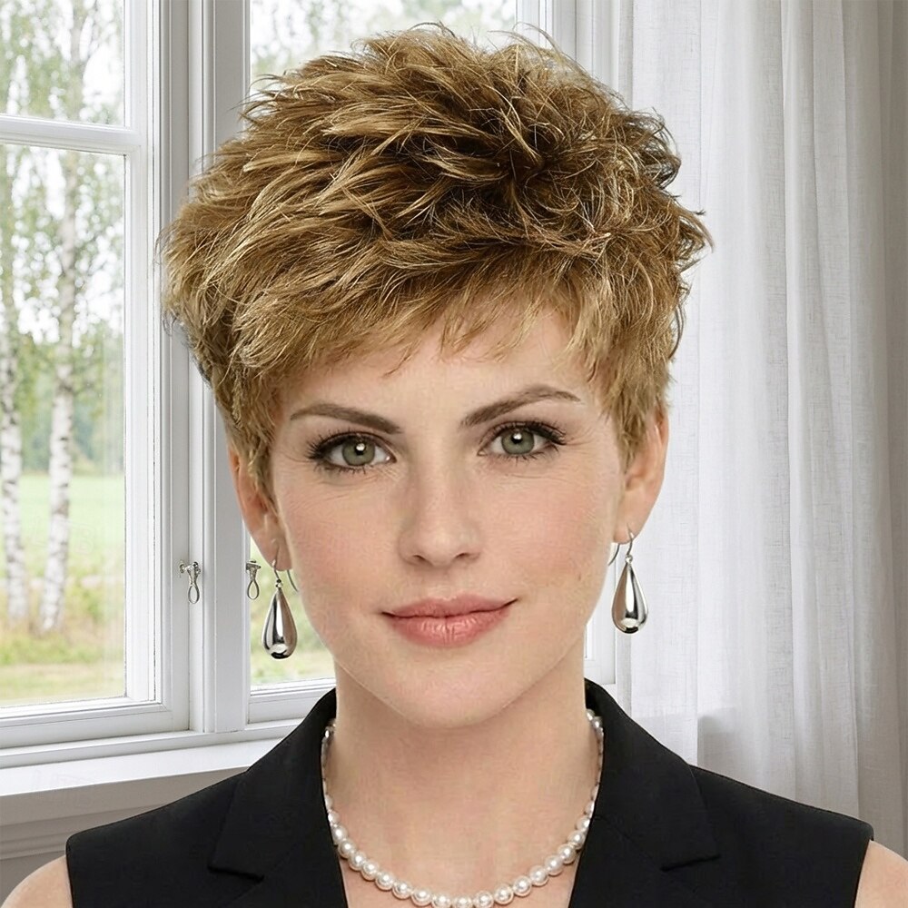 Peruca pixie espetada e elegante para mulheres - loira texturizada com volume total de 2026 por $32.99 –P1
