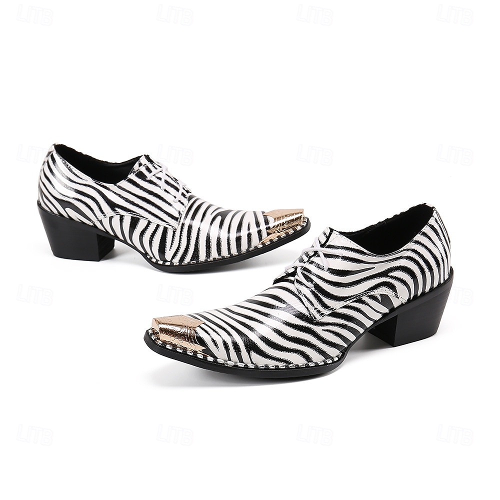 Herenloafers van leer met zebraprint – hoogwaardige modeschoenen voor speciale gelegenheden en avondjes uit. 2026 - $109.99 –P4