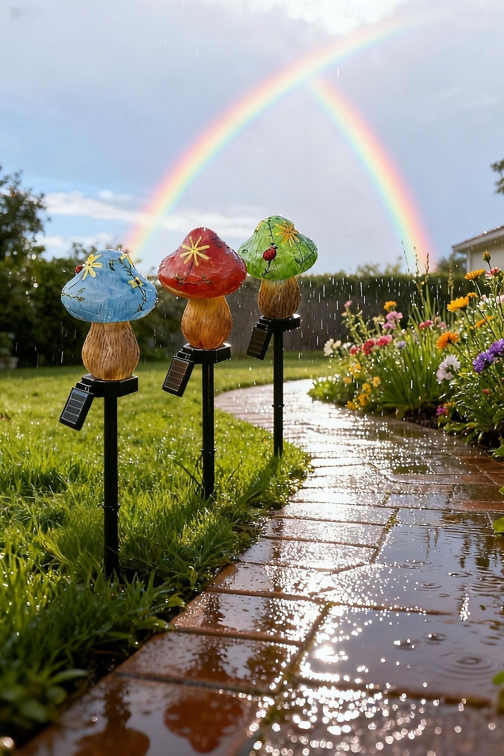Lampy ogrodowe z żywicy zasilane energią słoneczną, wodoodporne, oświetlenie ścieżek zewnętrznych, dekoracja ogrodu w stylu willi (1 szt.) 2026 - $21.99 –P8